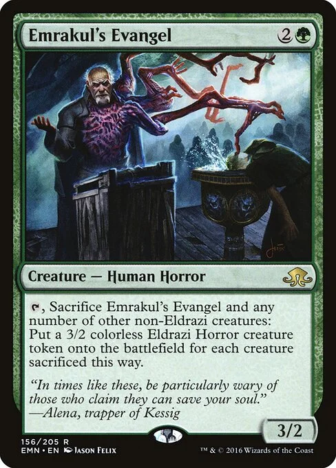 Emrakul's Evangel, carta Magic di tipo Creature — Human Horror illustrata da Jason Felix