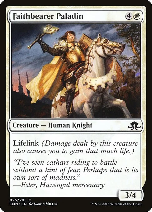 Faithbearer Paladin, carta Magic di tipo Creature — Human Knight illustrata da Aaron Miller