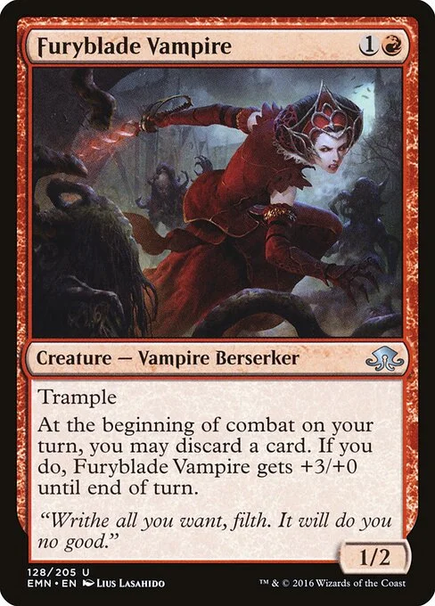 Furyblade Vampire, carta Magic di tipo Creature — Vampire Berserker illustrata da Lius Lasahido