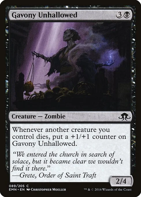 Gavony Unhallowed, carta Magic di tipo Creature — Zombie illustrata da Christopher Moeller