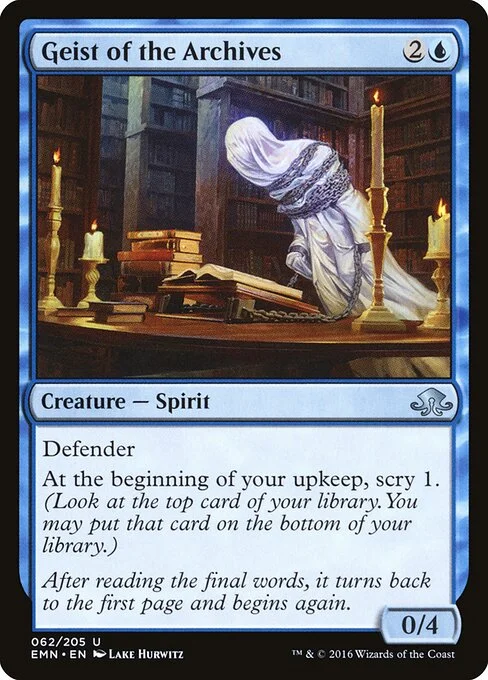 Geist of the Archives, carta Magic di tipo Creature — Spirit illustrata da Lake Hurwitz