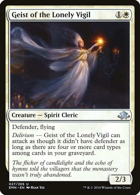 Geist of the Lonely Vigil, carta Magic di tipo Creature — Spirit Cleric illustrata da Ryan Yee