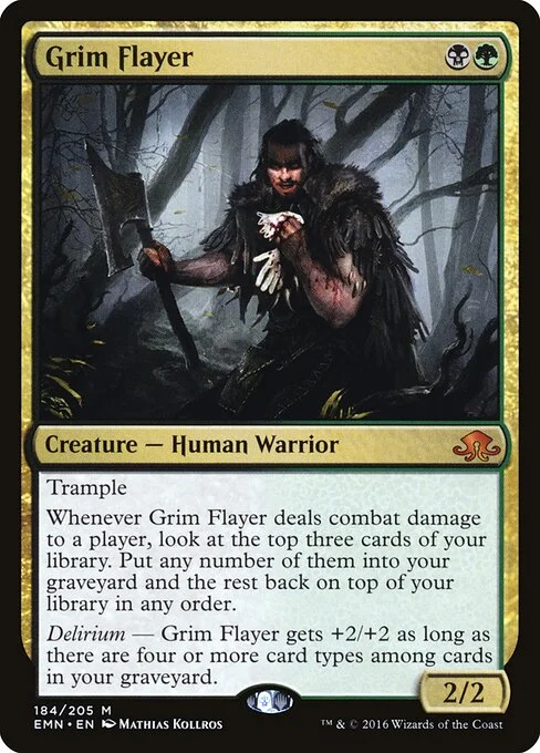 Grim Flayer, carta Magic di tipo Creature — Human Warrior illustrata da Mathias Kollros