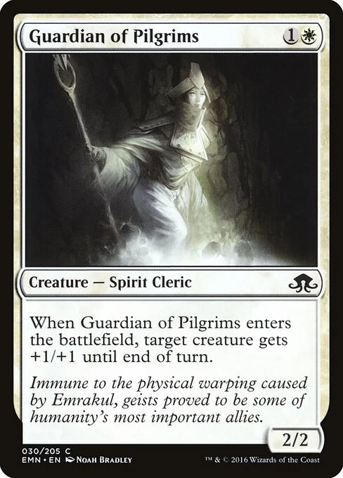 Guardian of Pilgrims, carta Magic di tipo Creature — Spirit Cleric illustrata da Noah Bradley