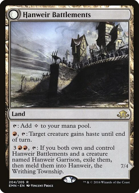 Hanweir Battlements, carta Magic di tipo Land illustrata da Vincent Proce