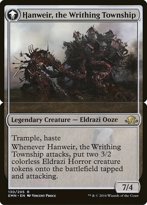 Hanweir, the Writhing Township, carta Magic di tipo Legendary Creature — Eldrazi Ooze illustrata da Vincent Proce