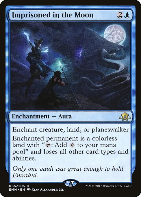 Imprisoned in the Moon, carta Magic di tipo Enchantment — Aura illustrata da Ryan Alexander Lee