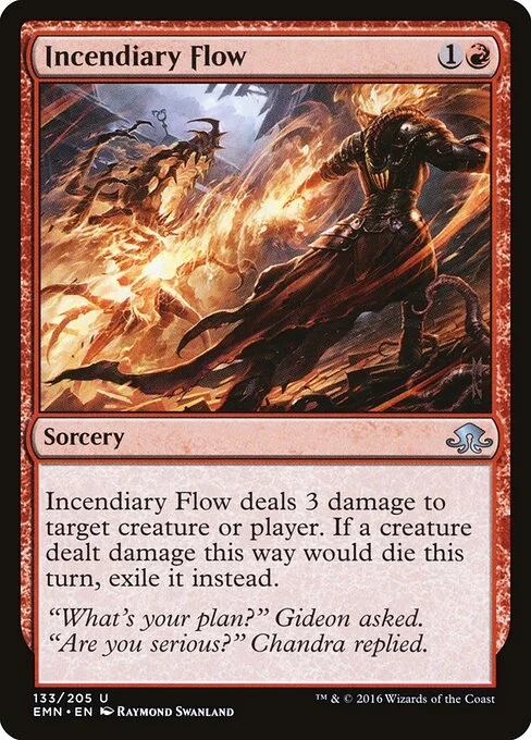 Incendiary Flow, carta Magic di tipo Sorcery illustrata da Raymond Swanland
