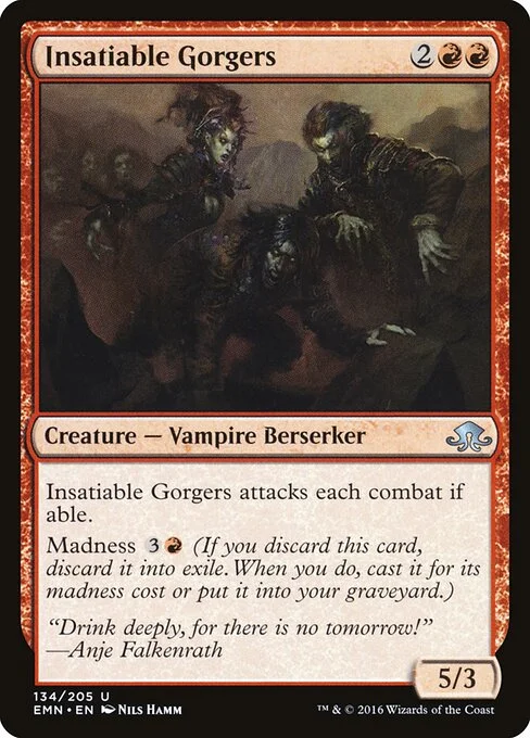 Insatiable Gorgers, carta Magic di tipo Creature — Vampire Berserker illustrata da Nils Hamm