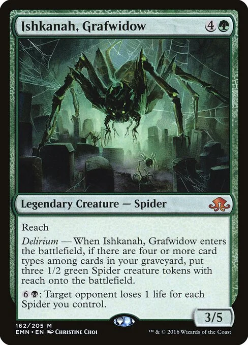 Ishkanah, Grafwidow, carta Magic di tipo Legendary Creature — Spider illustrata da Christine Choi