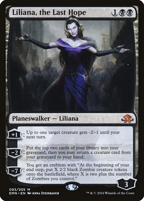 Liliana, the Last Hope, carta Magic di tipo Legendary Planeswalker — Liliana illustrata da Anna Steinbauer