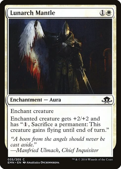 Lunarch Mantle, carta Magic di tipo Enchantment — Aura illustrata da Anastasia Ovchinnikova