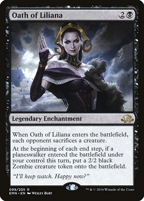 Oath of Liliana, carta Magic di tipo Legendary Enchantment illustrata da Wesley Burt