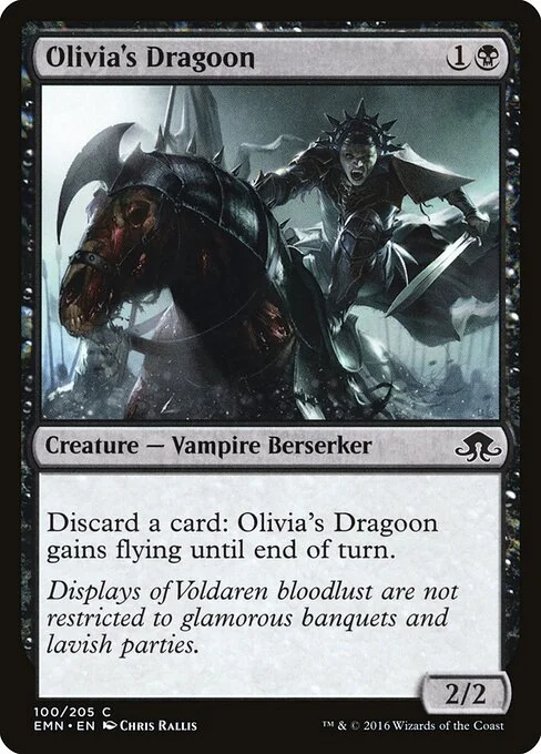 Olivia's Dragoon, carta Magic di tipo Creature — Vampire Berserker illustrata da Chris Rallis