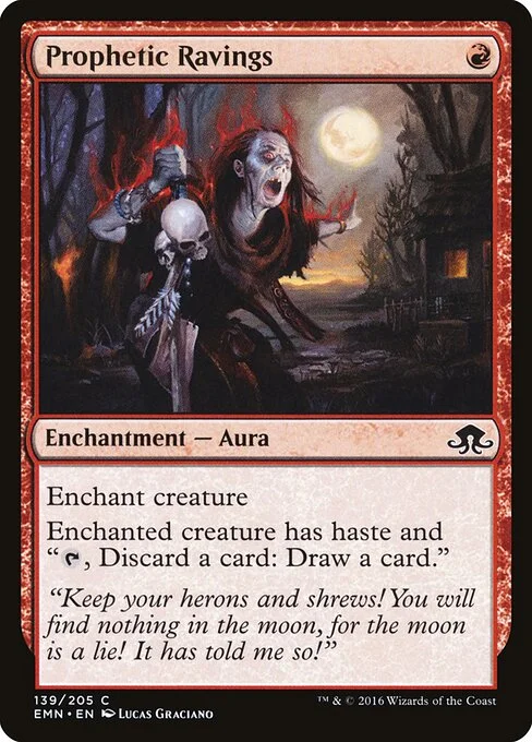 Prophetic Ravings, carta Magic di tipo Enchantment — Aura illustrata da Lucas Graciano