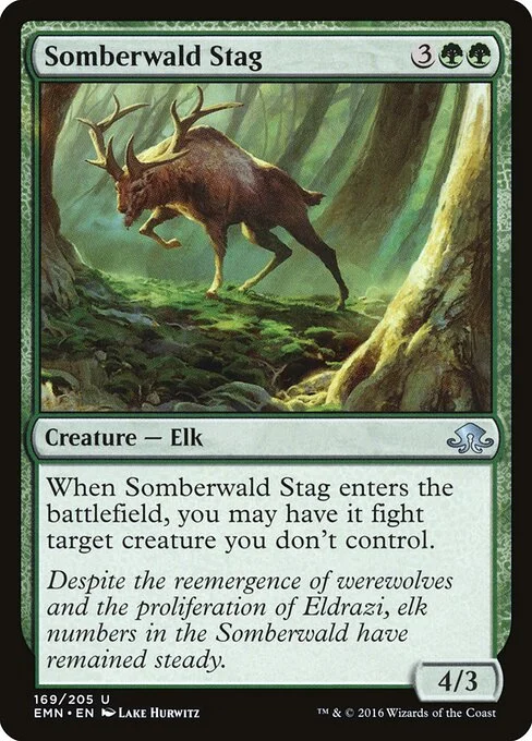 Somberwald Stag, carta Magic di tipo Creature — Elk illustrata da Lake Hurwitz