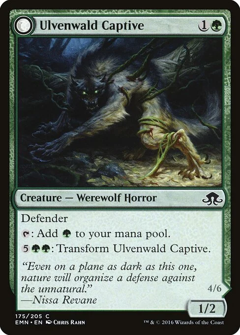 Ulvenwald Captive // Ulvenwald Abomination, carta Magic di tipo Creature — Werewolf Horror // Creature — Eldrazi Werewolf illustrata da Chris Rahn