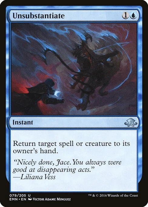 Unsubstantiate, carta Magic di tipo Instant illustrata da Victor Adame Minguez