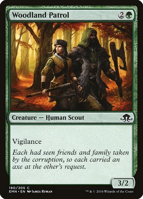 Woodland Patrol, carta Magic di tipo Creature — Human Scout illustrata da James Ryman