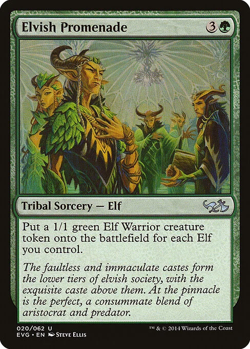 Elvish Promenade, carta Magic di tipo Kindred Sorcery — Elf illustrata da Steve Ellis