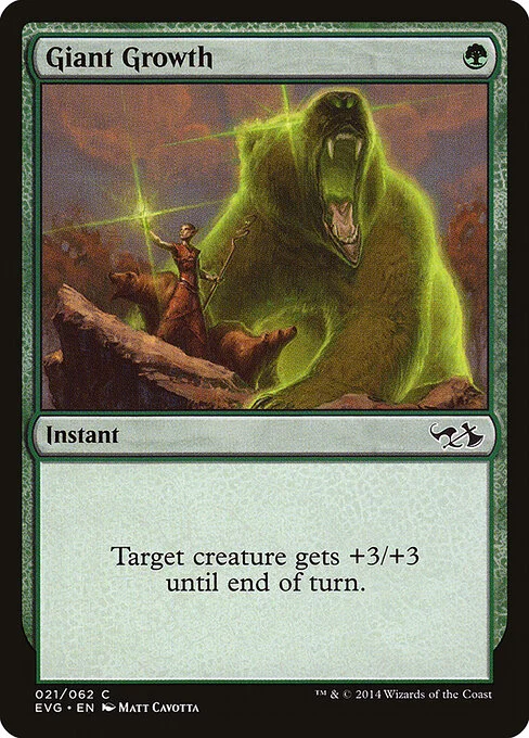 Giant Growth, carta Magic di tipo Instant illustrata da Matt Cavotta