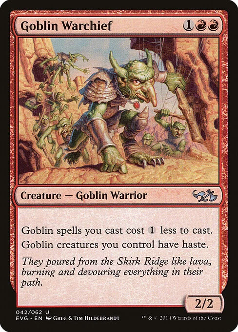 Goblin Warchief, carta Magic di tipo Creature — Goblin Warrior illustrata da Greg Hildebrandt & Tim Hildebrandt