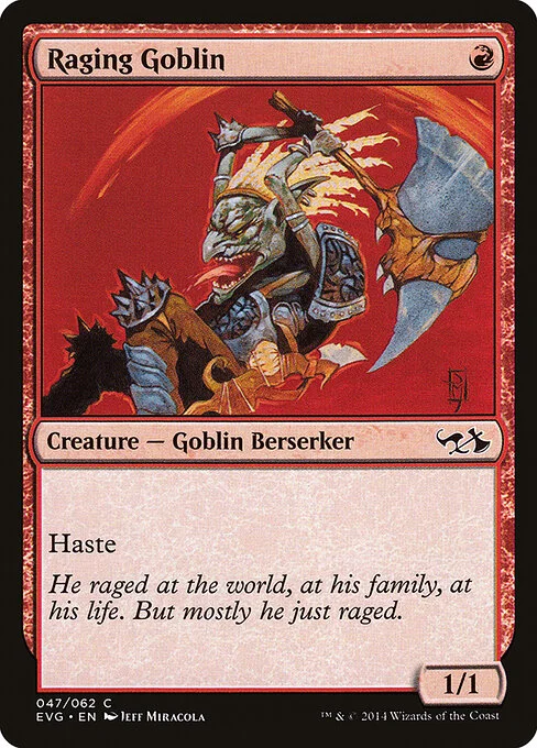 Raging Goblin, carta Magic di tipo Creature — Goblin Berserker illustrata da Jeff Miracola