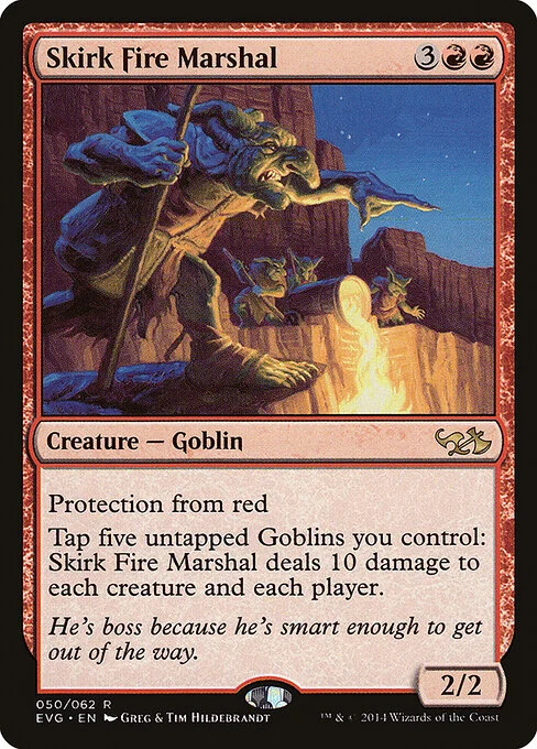 Skirk Fire Marshal, carta Magic di tipo Creature — Goblin illustrata da Greg Hildebrandt & Tim Hildebrandt
