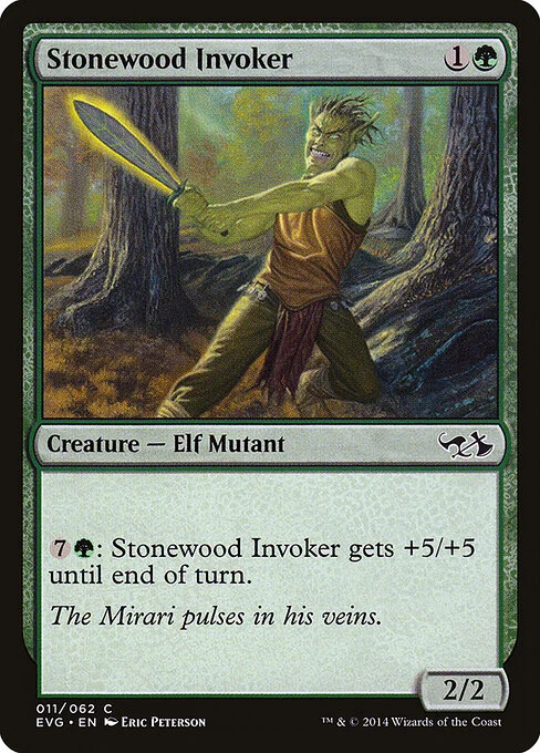Stonewood Invoker, carta Magic di tipo Creature — Elf Mutant illustrata da Eric Peterson