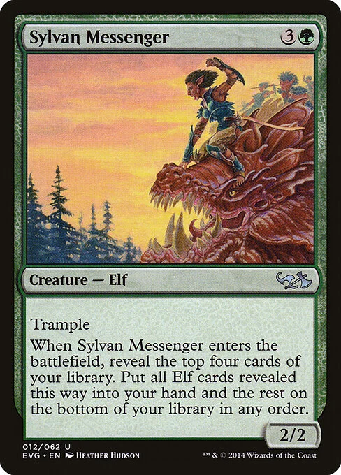 Sylvan Messenger, carta Magic di tipo Creature — Elf illustrata da Heather Hudson