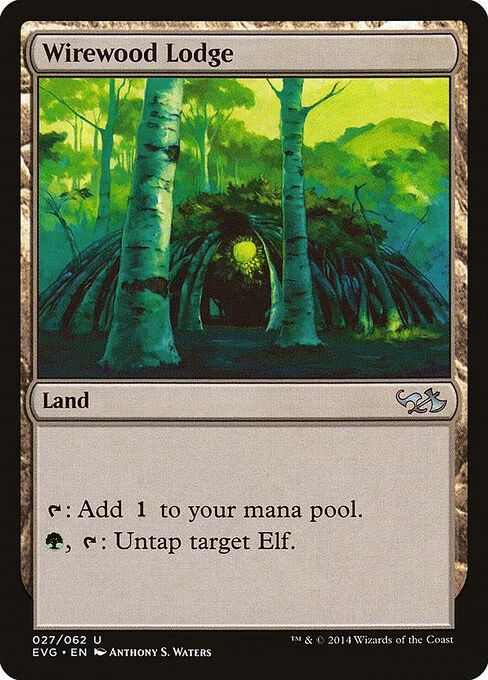 Wirewood Lodge, carta Magic di tipo Land illustrata da Anthony S. Waters