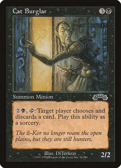 Cat Burglar, carta Magic di tipo Creature — Kor Rogue Minion illustrata da DiTerlizzi