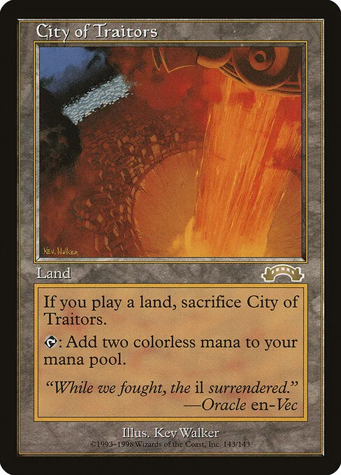 City of Traitors, carta Magic di tipo Land illustrata da Kev Walker