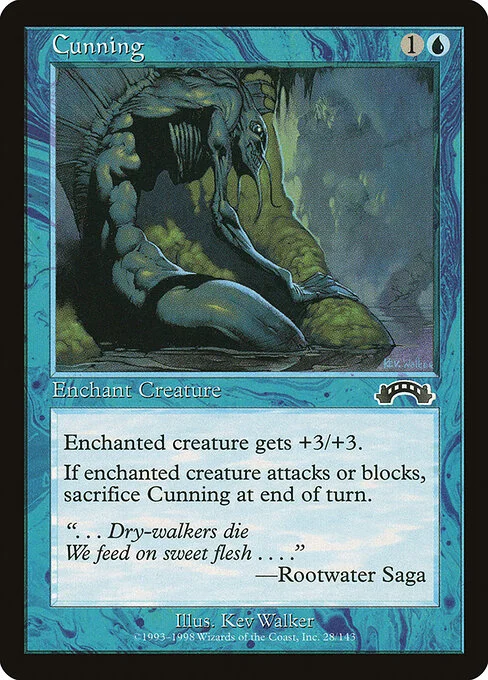 Cunning, carta Magic di tipo Enchantment — Aura illustrata da Kev Walker
