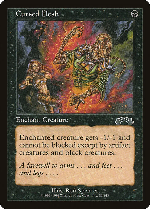 Cursed Flesh, carta Magic di tipo Enchantment — Aura illustrata da Ron Spencer