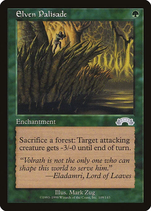 Elven Palisade, carta Magic di tipo Enchantment illustrata da Mark Zug