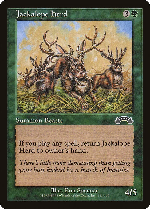 Jackalope Herd, carta Magic di tipo Creature — Rabbit Beast illustrata da Ron Spencer