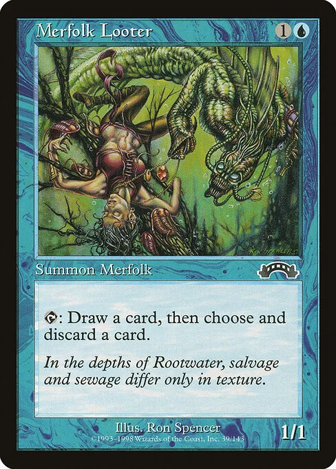 Merfolk Looter, carta Magic di tipo Creature — Merfolk Rogue illustrata da Ron Spencer