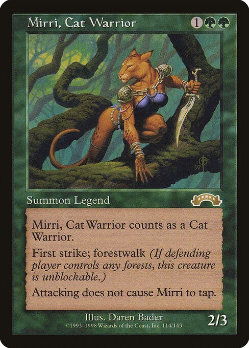Mirri, Cat Warrior, carta Magic di tipo Legendary Creature — Cat Warrior illustrata da Daren Bader