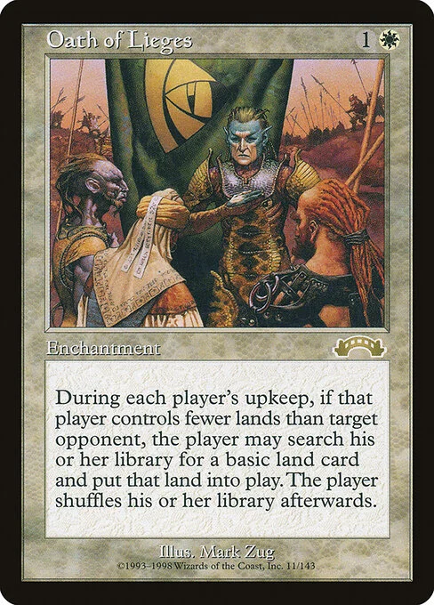 Oath of Lieges, carta Magic di tipo Enchantment illustrata da Mark Zug