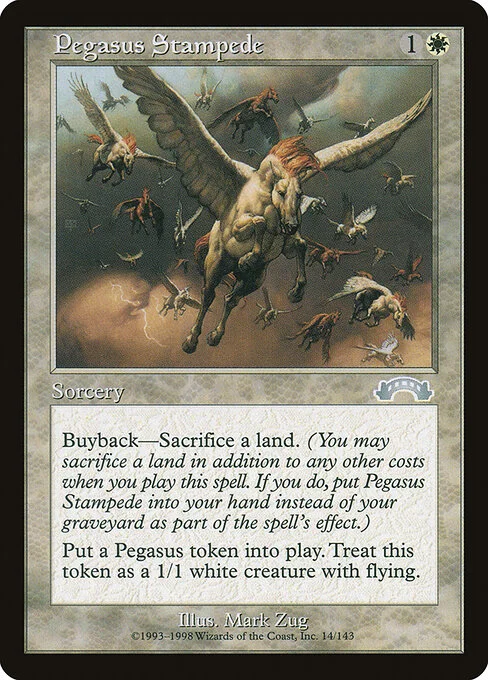 Pegasus Stampede, carta Magic di tipo Sorcery illustrata da Mark Zug