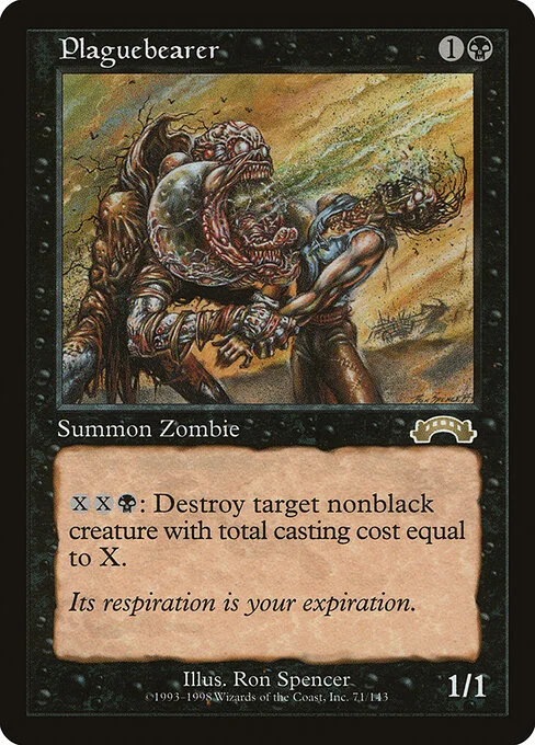Plaguebearer, carta Magic di tipo Creature — Zombie illustrata da Ron Spencer