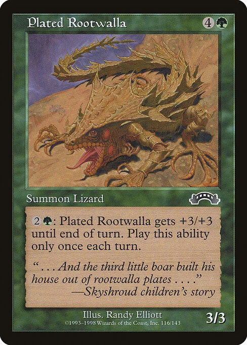 Plated Rootwalla, carta Magic di tipo Creature — Lizard illustrata da Randy Elliott