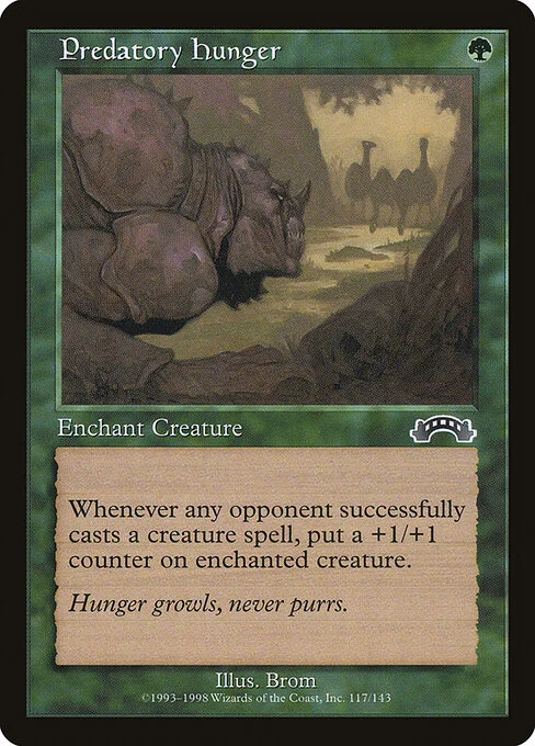 Predatory Hunger, carta Magic di tipo Enchantment — Aura illustrata da Brom