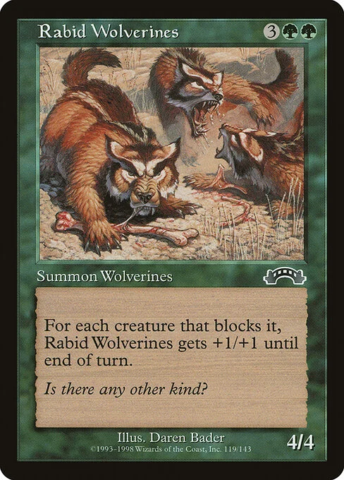 Rabid Wolverines, carta Magic di tipo Creature — Wolverine illustrata da Daren Bader