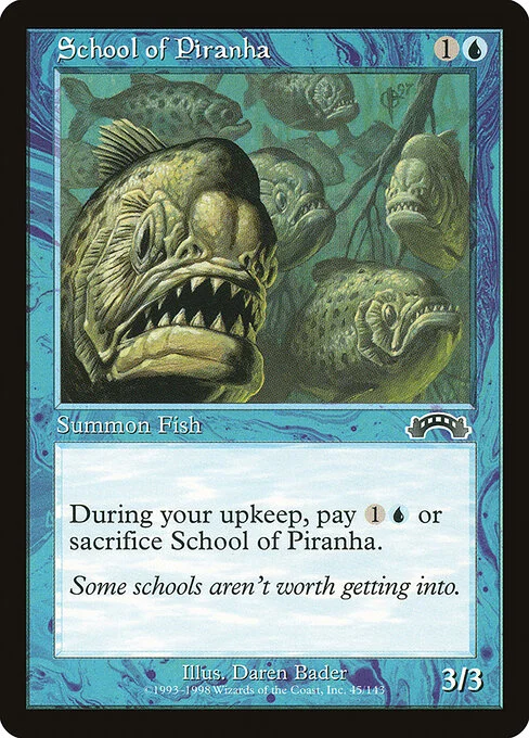 School of Piranha, carta Magic di tipo Creature — Fish illustrata da Daren Bader