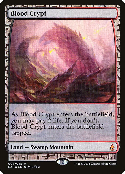 Blood Crypt, carta Magic di tipo Land — Swamp Mountain illustrata da Min Yum