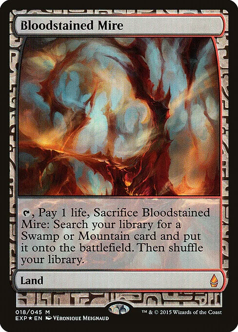 Bloodstained Mire, carta Magic di tipo Land illustrata da Véronique Meignaud
