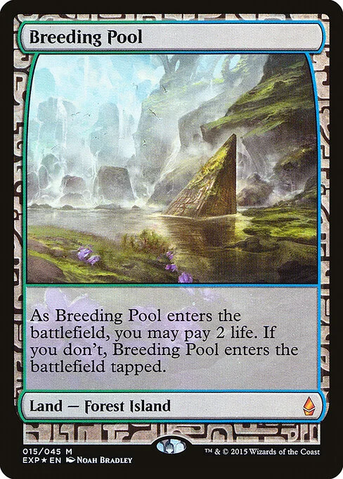 Breeding Pool, carta Magic di tipo Land — Forest Island illustrata da Noah Bradley