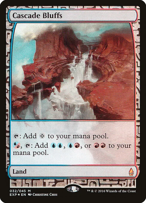 Cascade Bluffs, carta Magic di tipo Land illustrata da Christine Choi